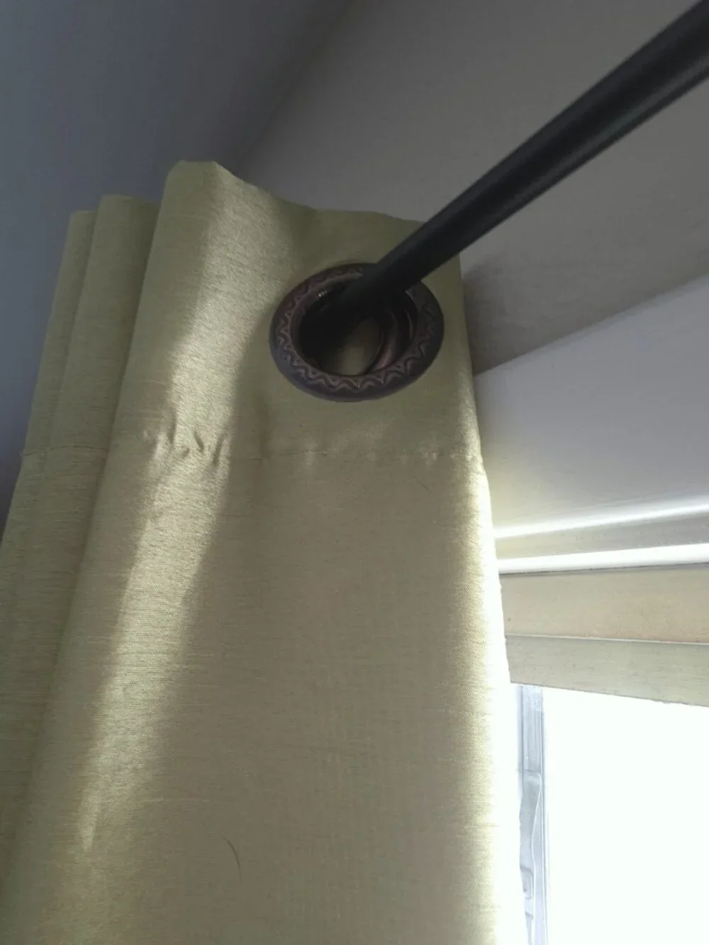 Mira Lime Green Faux Silk Semi Sheer Grommet Curtain Panels Set of 2 | 84x58